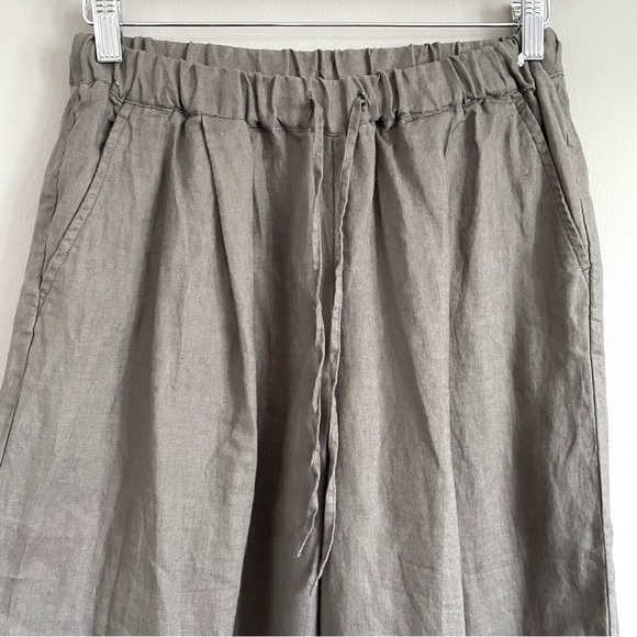 Muji Gray French Linen Wide Leg Cropped Pants - S, relaxed fit - Picture 3 of 9